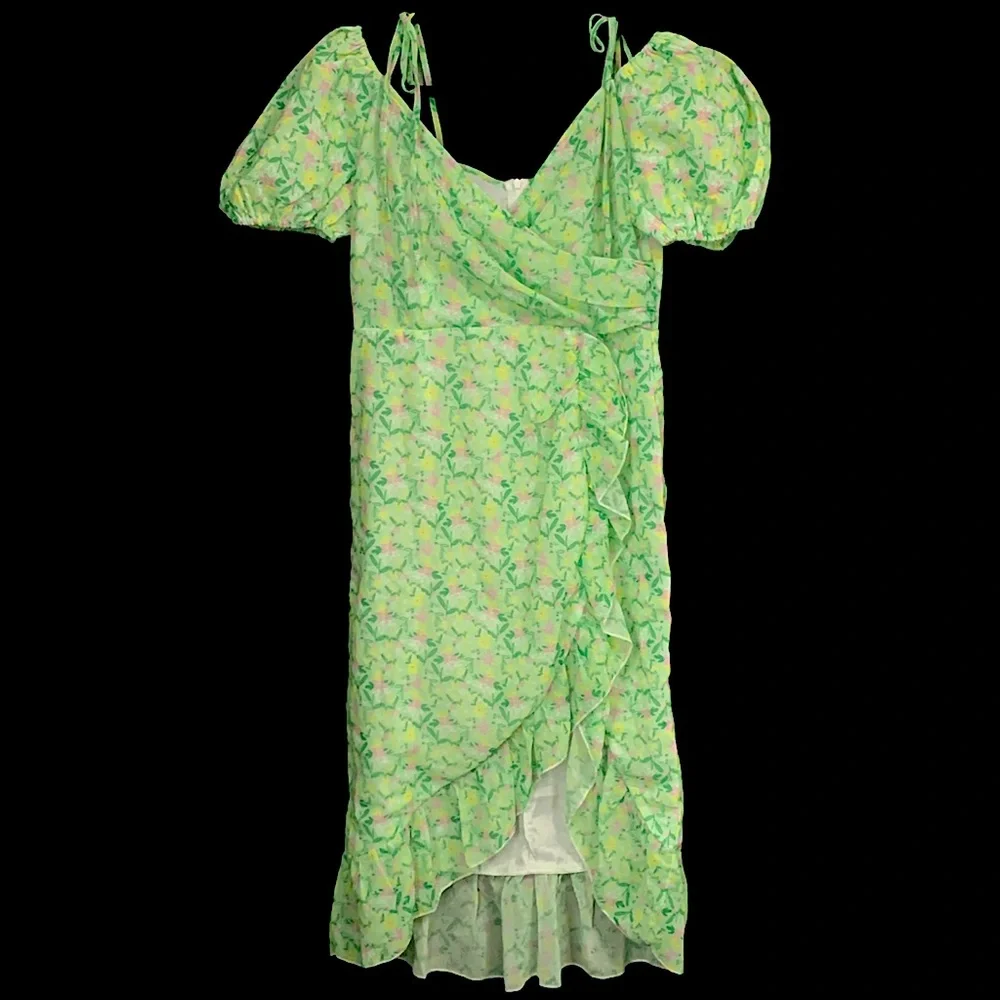 pretty little thing green ruffle dress PrettyLittleThing Petite Sage Green Frill Cold Shoulder Mini Dress